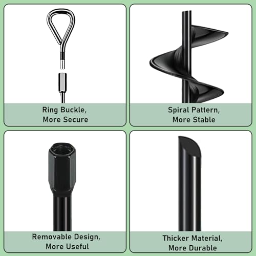 Anclaje de suelo resistente con tornillo para columpios y toldo de cochera 4 piezas 5