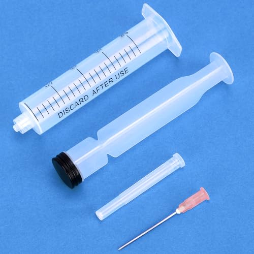 3 Pack 20ml/cc Syringes with 55.1 Inch Tube and Needle 18G 1.5”, Sterile Syringe Individually Packaged for Labs, Resin, Craft, Machine Oil, Ink, Glue