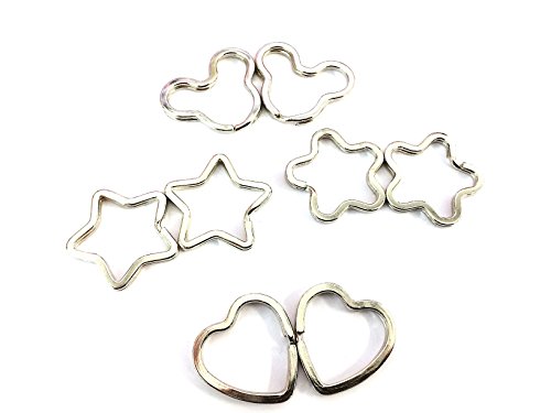 KIDDYBO Lot de 8 Anneaux attaches accessoires création Portes clés DIY Mickey Coeur Fleur Etoile