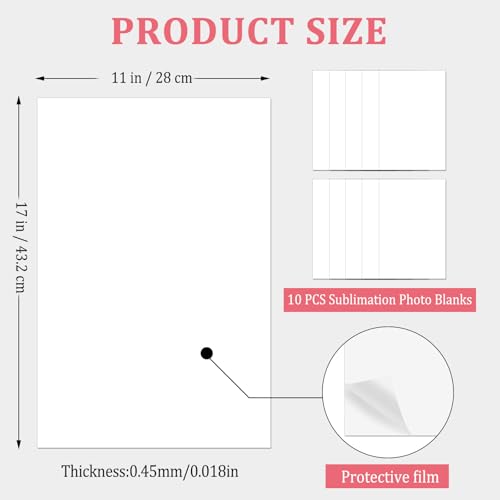 ToBeAce 10 Pcs Sublimation Metal Photo Blanks 11"x17", Large Aluminum Sublimation Sign Blanks, 0.45mm Thick Aluminum Sheet Blank for DIY, Frame, Gifts, Wall Art, Home Decor by ToBeAce - Image 2