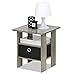 Furinno Andrey End Table / Side Table / Night Stand / Bedside Table with Bin Drawer, French Oak Grey/Black