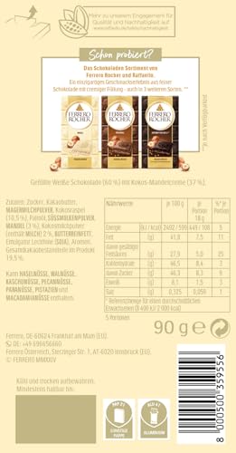 Ferrero Raffaello Tafel – Weiße Schokolade mit Kokos- und Mandelcreme – 1 x 90 g Schokoladentafel 6