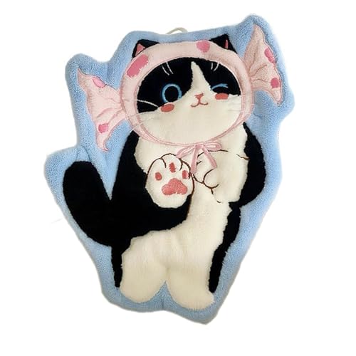 XYISWOT Coral Velvet Cute Cat Hand Towels Dopamine Color Cartoon Cat Kids HandTowel House Design for Girls (Blue-Candy)