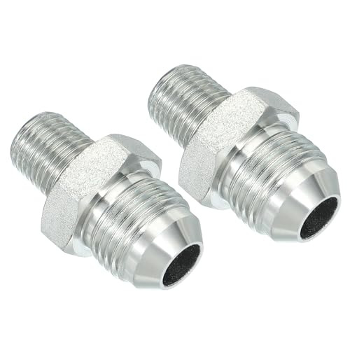 Image of PATIKIL Pipe Adapter Connector 3 /4 inch Male 74 Flare JIC x 1 /4 inch Male R Pipe Fitting 2 Pcs Oil Feed Restrictor Fitting Hydraulic Connector for Oil Steam Water Pipelines System
