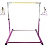 Gymnastics Kip Bar Horizontal Bar Professional Junior Gymnastic Training High Bar Asymmetric Bar 13 Level Height Adjustable Expandable 3 to 5 FT Indoor Outdoor Use (Purple)