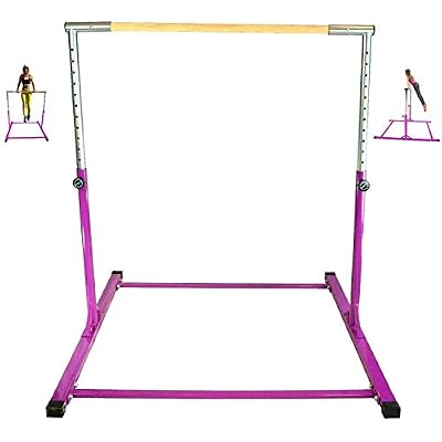 Gymnastics Kip Bar Horizontal Bar Professional Junior Gymnastic Training High Bar Asymmetric Bar 13 Level Height Adjustable Expandable 3 to 5 FT Indoor Outdoor Use (Purple)