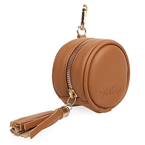 Motheric Pacifier Holder Case - Pacifier Holder for Diaper Bag with Clasp - Key pod Holder - Vegan Leather Pacifier Bag - PU Pacifier Holder Bag (Brown)