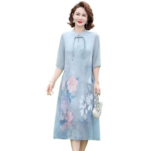Robe de bal en mousseline de soie florale vintage, la coupe midi moulante haut de gamme