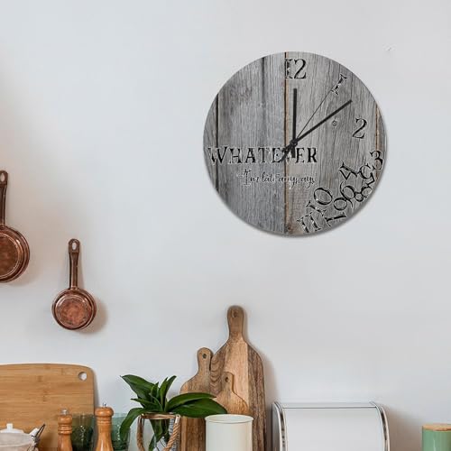 Horloge murale en bois Whatever I'm Late Anyways 38 cm pour salon