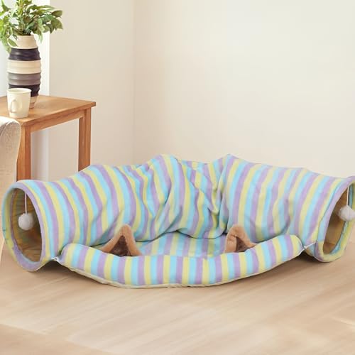 Túneles para gatos con cama plegable grande 4