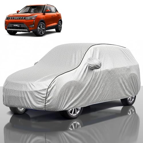 Image of Kayme Compatible with Silver Xuv300 Car Cover Waterproof Car Body Cover for All Weather Proof & Full Bottom Elastic, Triple Stitching with 100% Nail Proof Cover