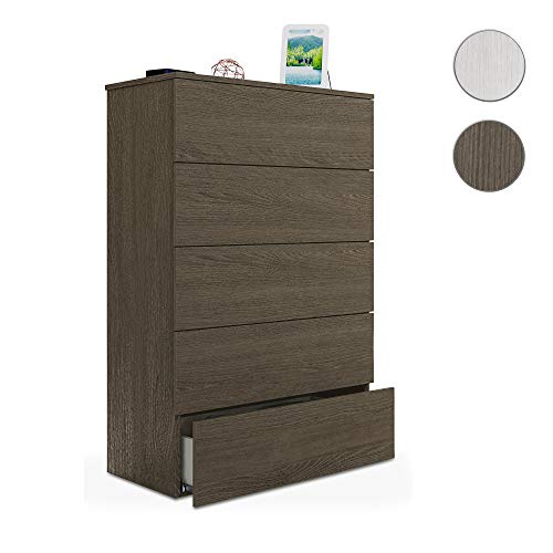 Habitdesign 007821E - Sinfonier 5 cajones, Comoda Dormitorio, Modelo Hera, Medidas: 61 x 109 x 40 cm de Fondo (Toscana)