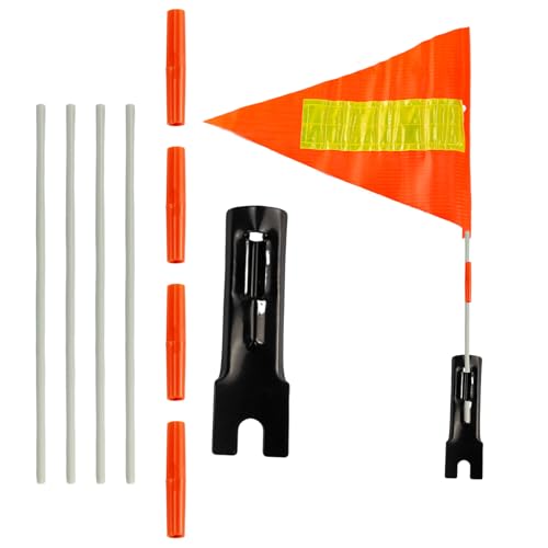 Bike Safety Flag with Pole, Safety Flag with Reflective Stripe, Adjustable Waterproof Height Fiberglass Pole, Bicycle Flag, Golf Carts, Orange