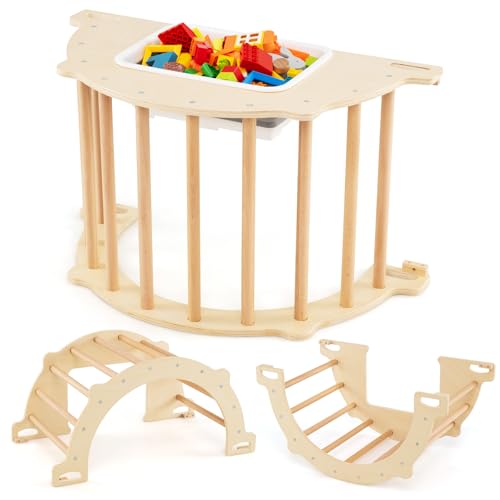 FANTASK Montessori Kletterbogen, 8 in 1 Bogen Wippe mit Aufbewahrungsbox,...