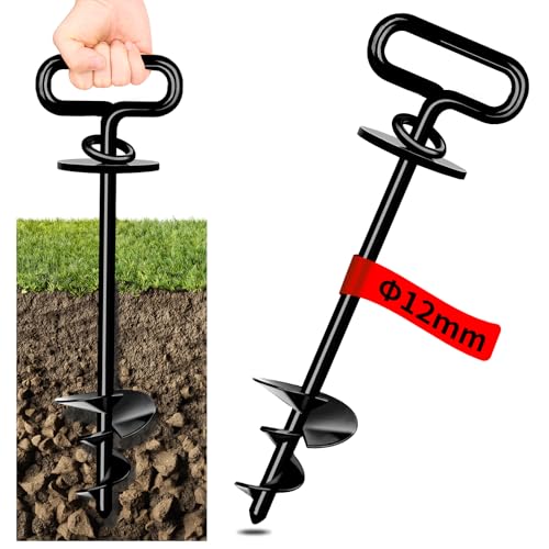 Piquet d'ancrage au sol pour chien, 12 mm, pour chiens de taille moyenne à grande pesant jusqu'à 100 kg, piquets à lame en spirale pour cour, plage,...