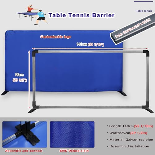Barriera da ping pong rimovibile, 140 cm, recinzione da campo da ping pong con panno Oxford, per deflettori da campo da competizione (confezione da 14)