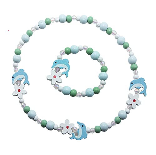 El Regalo Kids/Toddlers/Girls Wooden Beads Handmade Necklace & Bracelet Jewelry Sets (1 Necklace & 1 Bracelet) : Kids Princess Jewelry Set