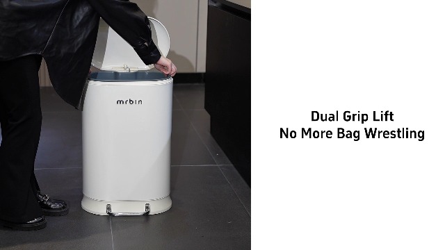 Image of MRBIN Metal Kitchen Trash Can with Lid, 30L / 7.9gal Commercial Step Waste Basket for Bathroom, Medium Office Garbage Pail with Stainless Steel Foot Pedal for Near Desk, Bedroom, RV, White