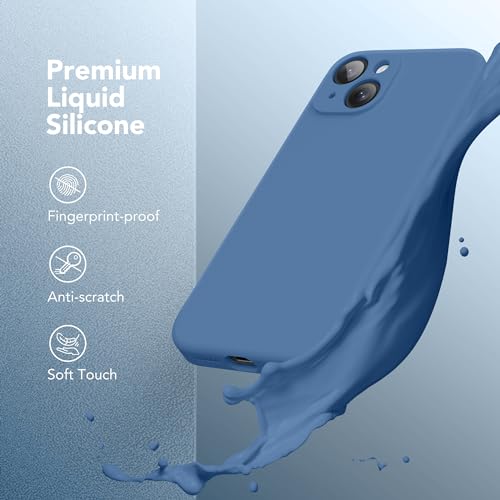 Image of Magnetic for iPhone 14 Case, Compatible with MagSafe, [Full Camera Protection][Screen Protector] Silicone Shockproof Protective Phone Case for iPhone 14 6.1 inch, Lake Blue