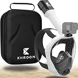 Khroom Schnorchelmaske Erwachsene Vollmaske | Unsere Beste CO2 sichere Tauchermaske Seaview Pro zum Schnorcheln | Tauchmaske Vollgesichtsmaske | Fullface Tauchermaske (L/XL Weiß+Case)