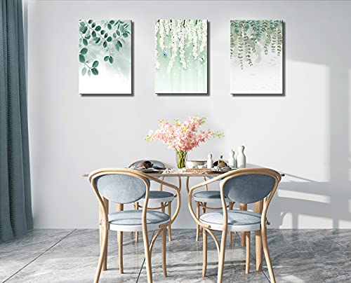 Okexckk Botanical Plant Canvas Wall Art, Boho Plant For Bathroom Wall Decor, Minimalist Floral Prints For Living Room, Green Leaf Painting Picture For Bedroom 12"X16" #TOP3