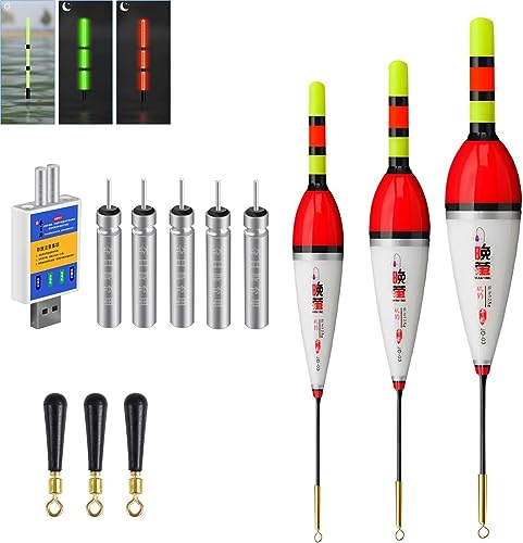 LED Angelposen Set Mit Bissanzeiger - Nachtangeln Mit Leuchtbojen