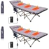 Nice C Heated Cot with Battery, Heated Camping Cots with Cushion, Folding Cots with Mattress for Adults, with Pillow, Carry Bag & Storage Pocket, Extra Wide Sturdy, Up to 500 Lbs 2 Pack, Grey