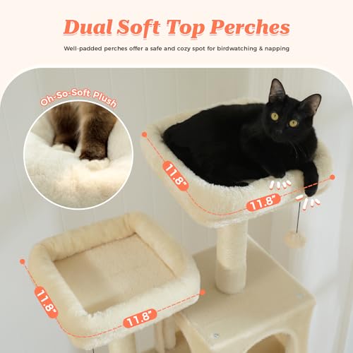 Árbol para Gatos Grande 64 Pulgadas Beige Multi-niveles Interior miniatura 4