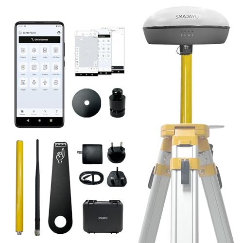 GPS Surveying Equipment Rover Base Switched Freely,Surveying Software Included,PPP RTK PPK IMU GNSS Receiver, 2.5mm Static Accuracy, Coodinates Collection,Point Surveying 900Mhz,(Exclude Tripod)