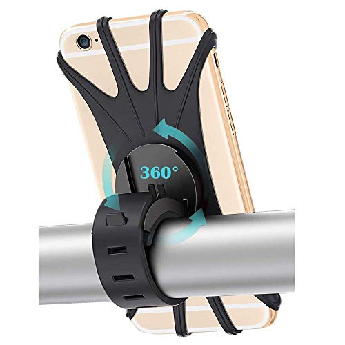 MLife Support téléphone vélo, Moto, trotinette, Universel, Silicone, Rotation 360°, Compatible avec Smartphones 4.0-6.5 Pouces