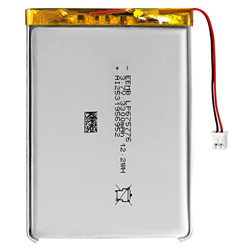 EEMB Batería 3.7V 3300mAh 675776 Bateria de lipo Recargable Bateria Litio con Conector JST (Certificación UL)¡Asegúrese de Que la polaridad del Dispositivo Coincide con la batería Antes de Comprar!
