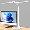 KableRika Desk Lamp Double Light: Bright Led Desk Lights for Home Office - Eye Care Reading Table Lamps with Base - Dimmable Desktop Lighting for Computer Monitor Study Drafting