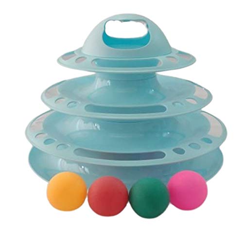 Brinquedo Pet Torre de 4 Níveis Bolinhas Para Gatos Interagir e Divertir Love Pet Azul