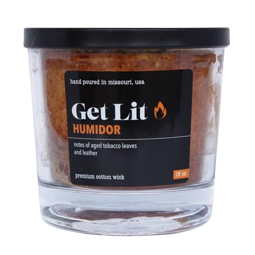 Image of Get Lit | Humidor | 16 oz Double-Wick Scented Candle | Hand-Poured in Missouri, USA | Rich Wood & Tobacco Fragrance