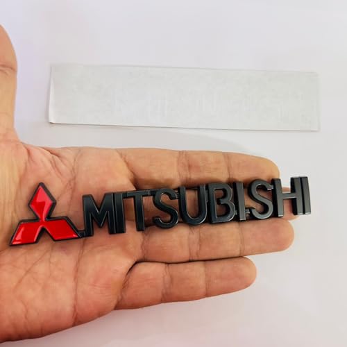 Image of Emblems for Car & Bike Metal Lo.go and Grill Me.tal Lo.go, Auto Accessories for Car Emblem 3D Badge Auto Racing Sport Sticker Grand Tourer Decal. (Black Mitsubishi Logo)