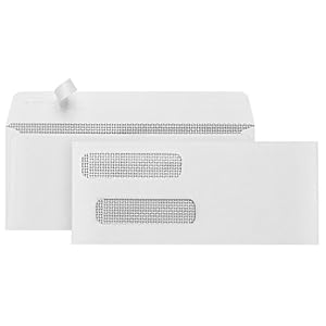 500#8 Self Seal Double Window Security Envelopes Designed for QuickBooks Checks – Computer Printed Checks – 3 5/8 X 8 11…