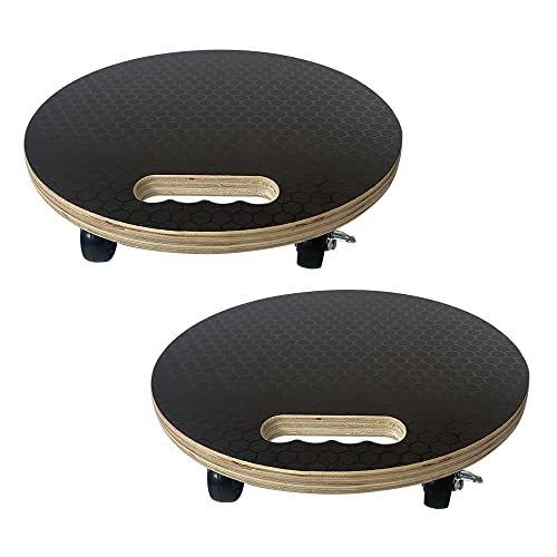 Posohan-Sup 2 Pack Plant Caddies With Handle Plant Dolly Indoor Outdoor Round Plant Caddy With Lockable Caster Wheels Heavy Duty Plant Caddy 240Lbs #TOP1