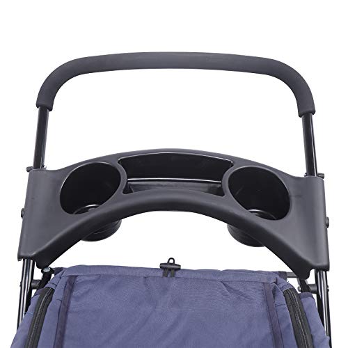 4 Wheel Pet Stroller 2-Layer Foldable Cat Dog Jogger Puppy Pushchair,Max.Capacity: 15 kg,Blue,for Small to Medium Sized Dogs and Cats - Image 7