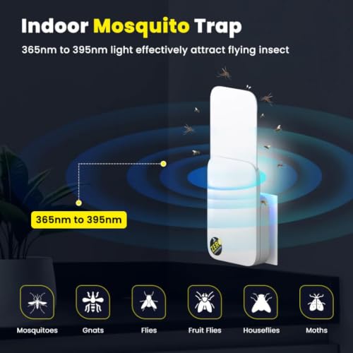 Image of UVA Mosquito Smart Trap Device, Indoor Mosquitoes Catcher with 365 /395 uva LED Light, Electronic Bug Zapper, Mosquito Killer lamp for Home. (1 Device + 5 Glue Pads)