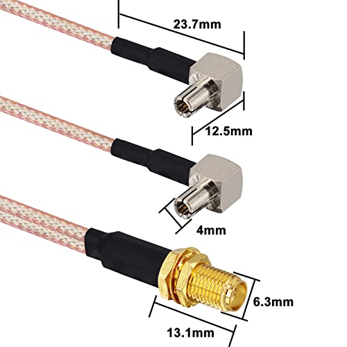 YOTENKO 4G LTE Router Antenna TS9 Cable SMA Female to 90 Degree Dual TS9 Connector Coaxial Y Splitter Cable RG316 6 inch 15cm for LTE Mobile Hotspot MiFi Router Cellular Broadband USB Modem Dongle - Thumbnail 4
