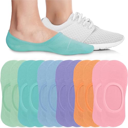 Image of Eedor No Show Socks Women - Low Cut Ankle, Non Slip | Breathable Cotton & Spandex, Flat Boat Line Invisible Socks with Silicone Heel Grips, for Flats, Heals, Loafers