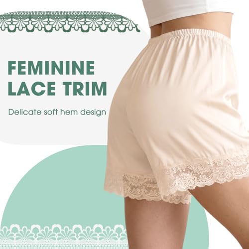 Image of MANCYFIT Satin Bloomers for Women, Lace Hem Slip Shorts