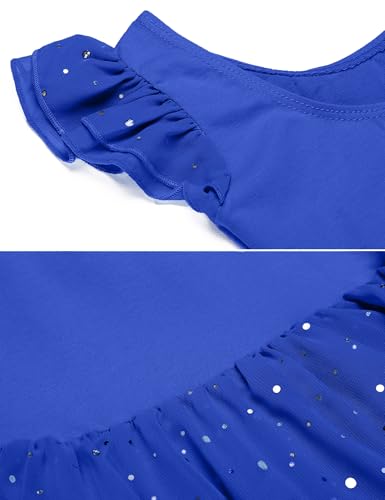 Image of Arshiner Girls Ruffle Sleeve Ballet Dance Dress Tutu Skirted Leotard