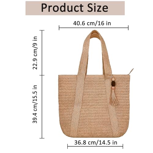 Bolso grande de playa de paja tejido miniatura 2