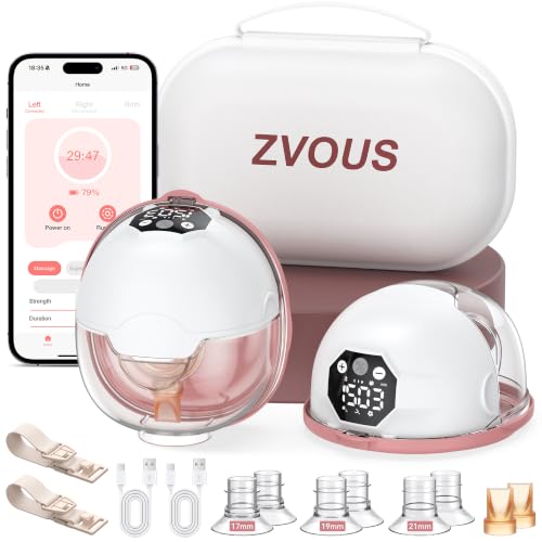 Hands Free Breast Pump Comfortable, Painless Strong Suction Power Rechargeable Electric Breast Pump Smart App Wearable Pump Leakproof 4 Modes Levels Wireless Pump for Driving Office Yoga Sleeping