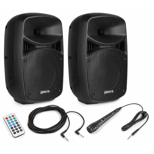 Vonyx VPS082A – Sistema de Sonido 400W con Bluetooth, Reproductor USB/SD, micrófono, Mando a Distancia, LED rítmicos, Altavoz Activo y pasivo 8", Ideal para Karaoke, DJ y Fiestas - imagen 2