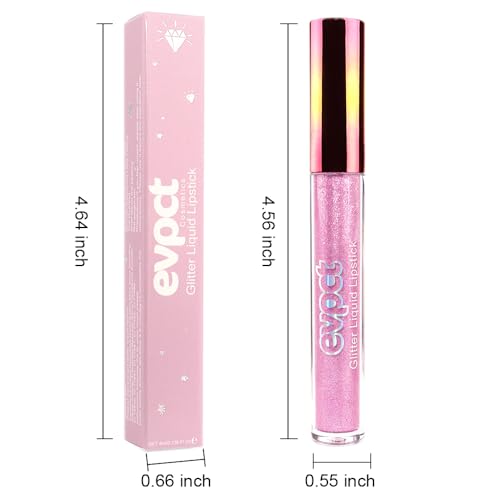 Image of evpct 1Pcs Pink Glitter Metallic Shimmer Diamond Lipstick Lip Gloss for Women, Long Lasting Waterproof Glitter Lipgloss, Light Bright Rose Pink Sparkle Glitter Matte Liquid Lipstick Lip Makeup Kit 09#