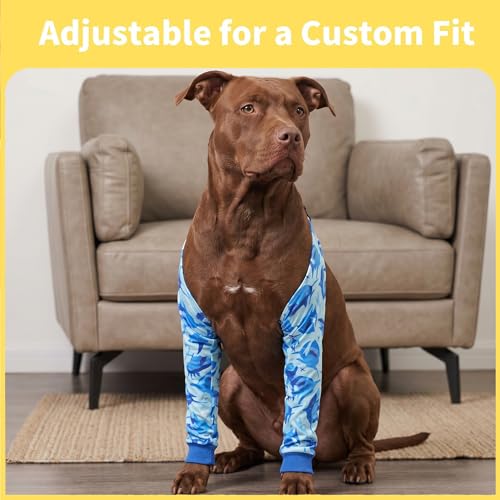 Image of LovinPet Dog Elbow Protector Anti-Licking Elbow Sleeve, Adjustable, Comfortable & Durable Front Leg Guard for Medium to Large Dogs, Prevents Licking and Chewing,Dog Sleeve,Blue Blue