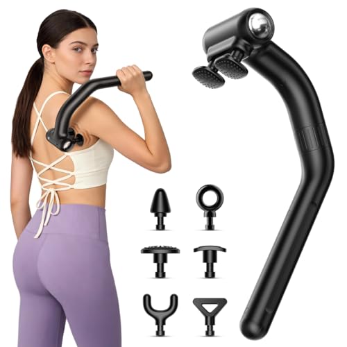 Dual Head Detachable Percussion Massage Gun with Extension Handle, 3-in-1 Back Massager for Pain...