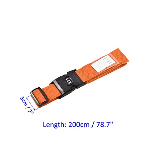 Image of M METERXITY 1 Pack Luggage Strap Suitcase Belt- Travel Combination Lock Adjustable PP Baggage Accessory with Buckle, Apply to Suitcase (79x2 Inch, Orange)